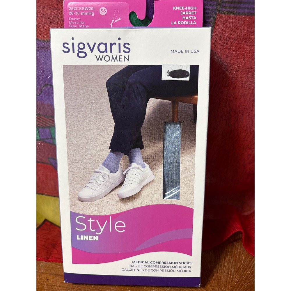 Sigvaris Women Style Linen 20-30 mmHg Compression Socks Denim SS 252CSSW201